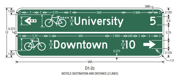 D1-2c Bicycle Destination and Distance Sign – Cat Tracking