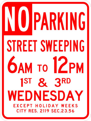 No Parking - 6am-12pm 1st & 3rd Wednesday