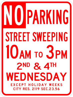 No Parking - 10am-3pm 2nd & 4th Wednesday