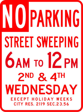 No Parking - 6am-12pm 2nd & 4th Wednesday