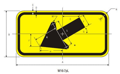 W16-7pL Left Diagonal Arrow Sign